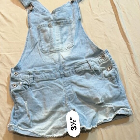 Wallflower Brand Faded Denim Overall Shorts - SIZE XL - Picture 12 of 15